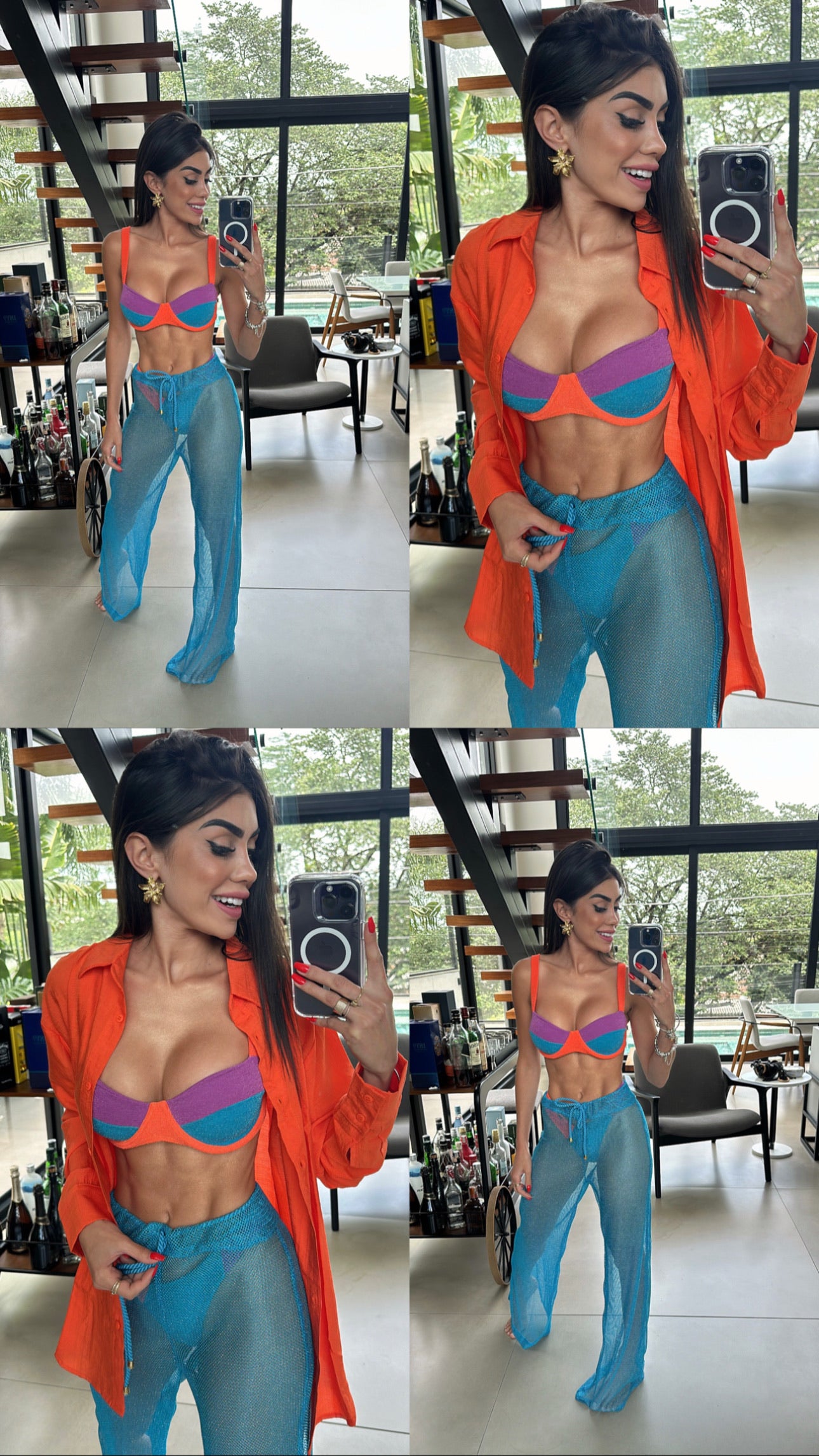 Bikini Zahra Açaí/Azul/Naranja