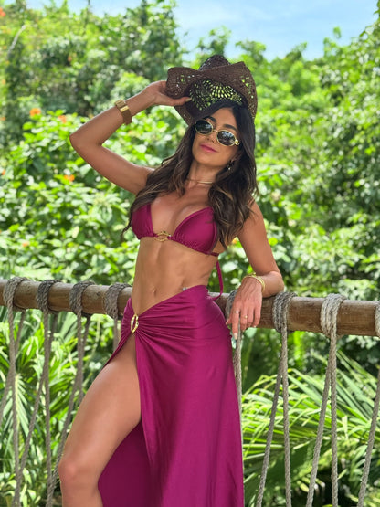 Falda Makani Glow Burdeo