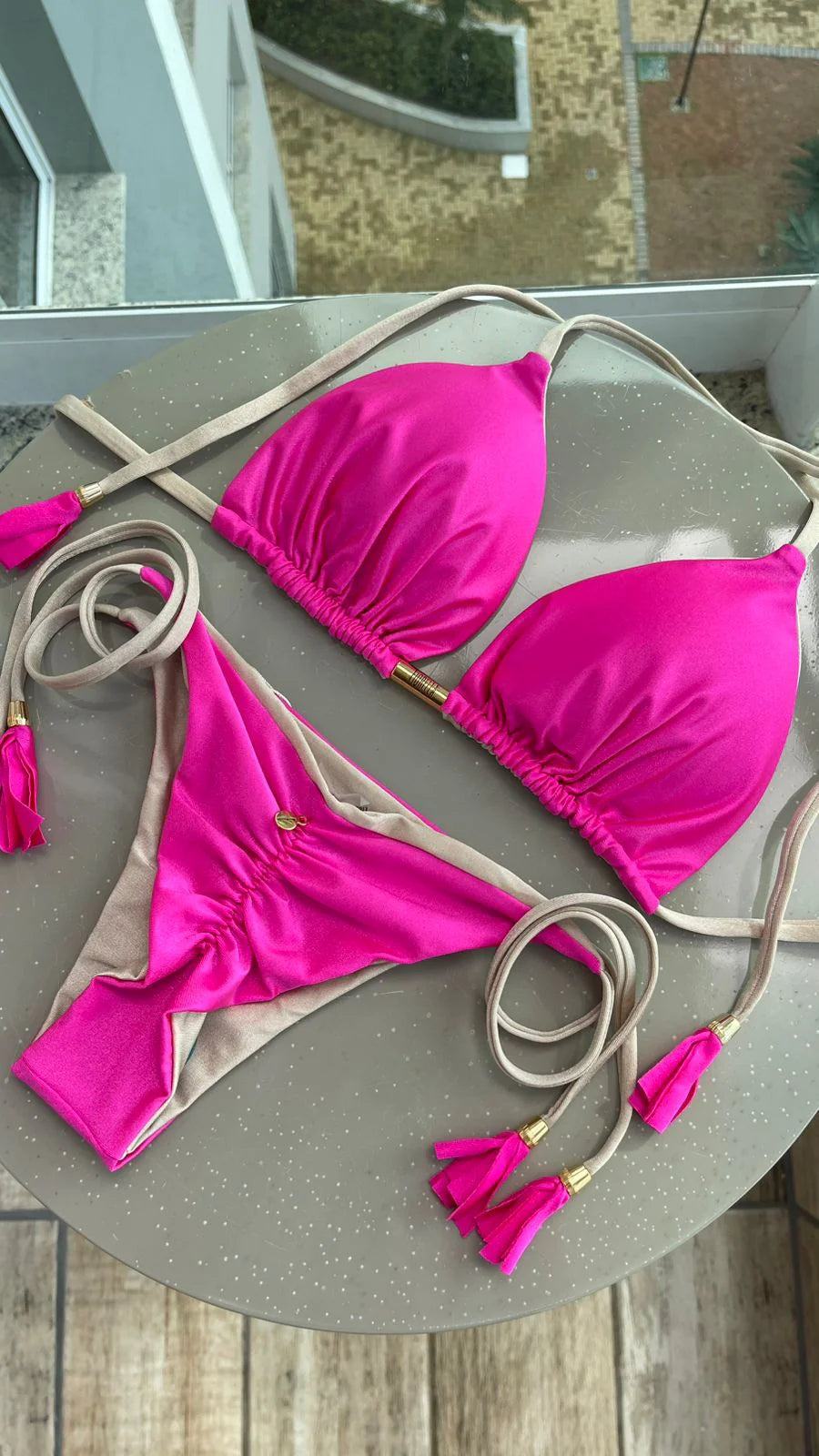 Bikini Reversible Elloah Fucsia/Dorado
