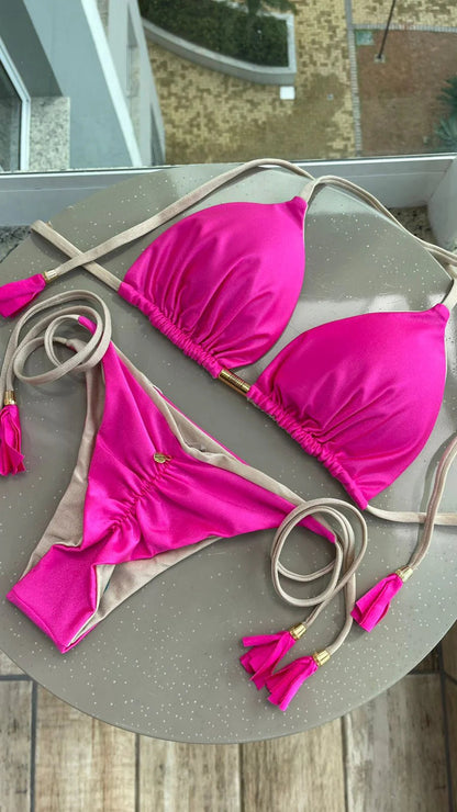 Bikini Reversible Elloah Fucsia/Dorado