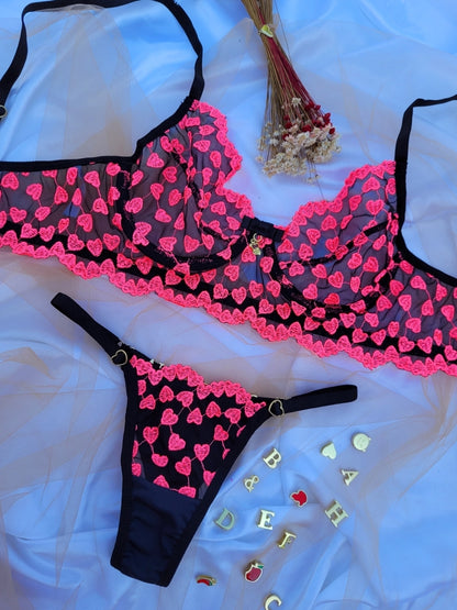 Set Lencero Personalizable Amaranta Negro/Rosa Neon