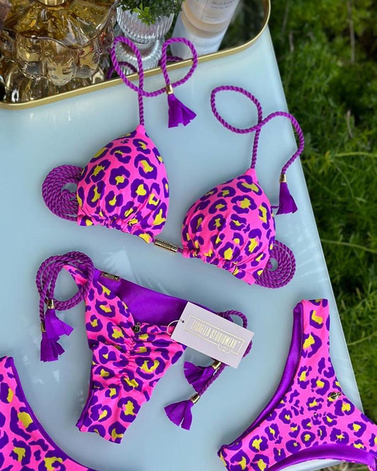 Bikini Reversible Geovanella Animal Print Pink / Púrpura
